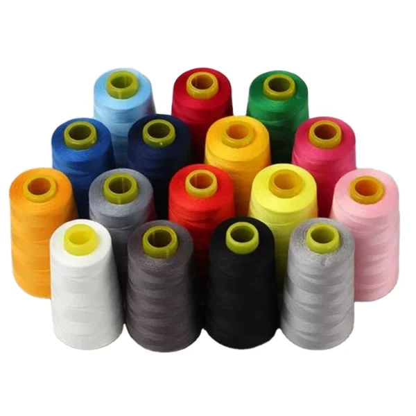 H0bfd5fc494184c658152712b186f9ce3N 40/2 100% Polyester Sewing Thread with High Strength 65 Colors Dyed Spun Yarn for Garments