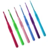 H158b38a1770146bba09f041922527d034 12-teiliges Set mehrfarbiger, ergonomischer Häkelnadeln aus Aluminium, DIY-Garnwebwerkzeug, Kunststoffgriff, Größenmarkierungen für Handarbeiten