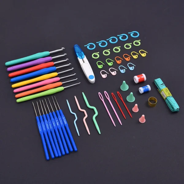 53pcs Set Hooks Accessories Small Tools Sewing Needles Locking Stitch Markers Hand Knitting Crochet Tool Kit