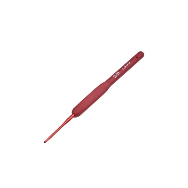 Rote, quadratische Häkelnadeln aus Aluminium mit TPR-Silikongriff zum Weben, Stricken, Flechten und Stricken. Handgefertigtes Werkzeug.