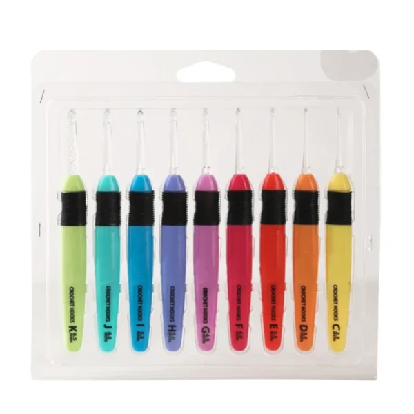 LED Crochet Hook Plastic Simple Sewing Kit with 9 Models Optional Light Knitting Needles