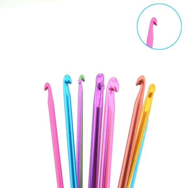High-quality Colorful Single Head Knitting DIY Weaving Tool Set Aluminum Crochet Hook Sewing