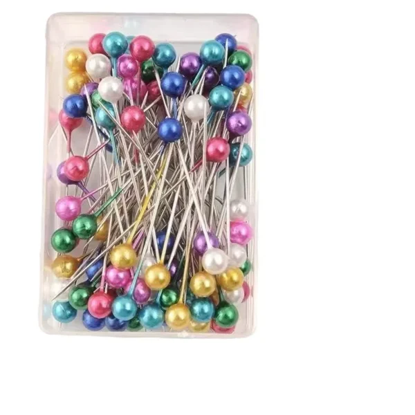 H5311b17ba72d484696253edf94bd5353O 100Pcs Colorful Round Pearl Head Needles Stitch Straight Push Sewing Pins for DIY Sewing