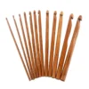 Hot Sale Eco-friendly 12 Sizes Wooden Crochet Hooks Set 3.0-10.0 mm Carbonized Bamboo Handle for Hand Knitting