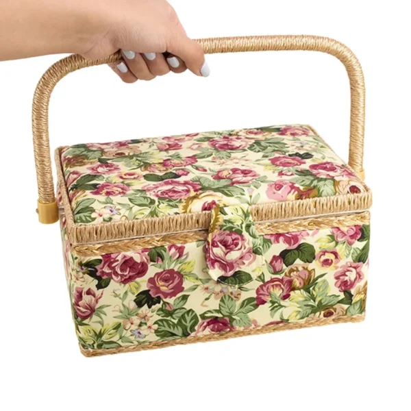 Eco-friendly Fabric Sewing Box for Needlework & Sewing Craft Kit, Haberdashery Supplies Organizer, Sustainable Hobby Gift Bin