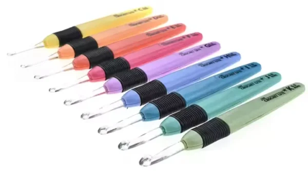 9pcs Plastic Handle Light Led Crochet Hook Needles Set