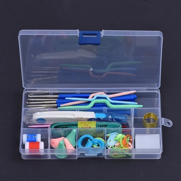 Hcfe153296aae4571a9c941b43e49bbf5U 53pcs Set Hooks Accessories Small Tools Sewing Needles Locking Stitch Markers Hand Knitting Crochet Tool Kit