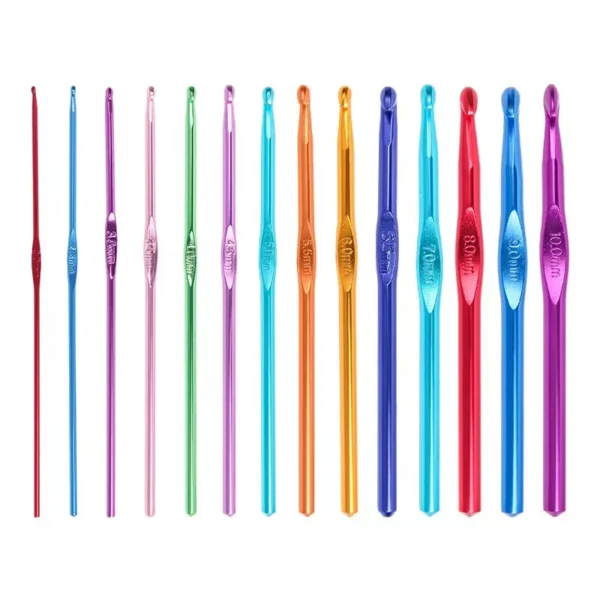 High-quality Colorful Single Head Knitting DIY Weaving Tool Set Aluminum Crochet Hook Sewing