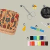 He0a5f2f8564544f2a1b82d1d26ba5506k Vintage Soft Wood Print Portable Travel Mini Sewing Box Storage Kit