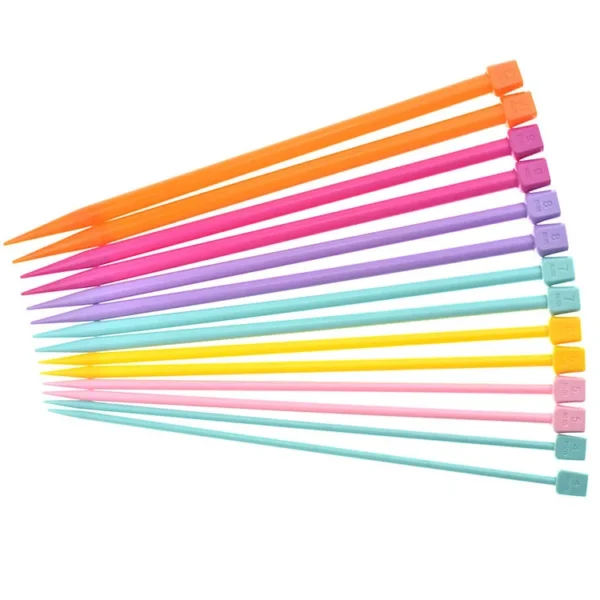 Candy Color DIY Crochet Hooks Knitting Needles Set 25cm Long Plastic Point 4.0mm-10.0mm