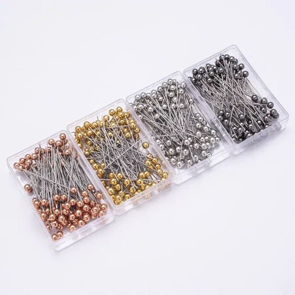 Good Quality 100 Pcs/box Head Dressmaking Pins Needles Colorful Straight Bulk Pearl Pin