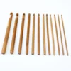 Hot Sale Eco-friendly 12 Sizes Wooden Crochet Hooks Set 3.0-10.0 mm Carbonized Bamboo Handle for Hand Knitting