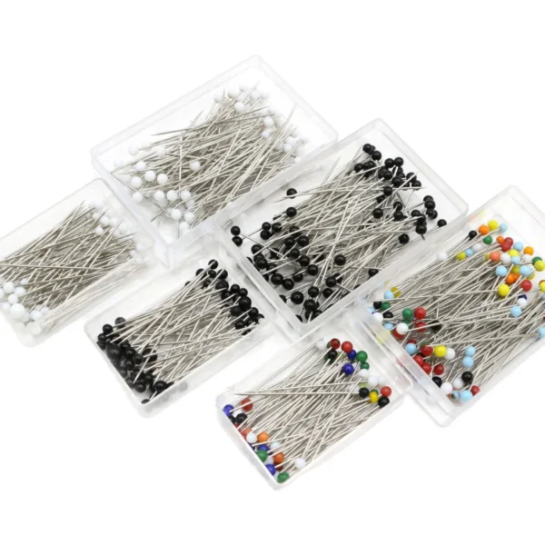 100Pcs Colorful Round Pearl Head Needles Stitch Straight Push Sewing Pins for DIY Sewing