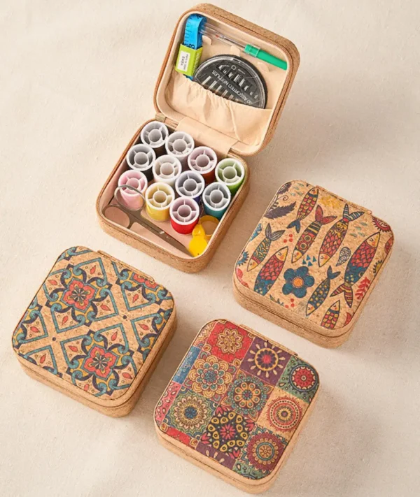 Hfba1d836895b49a2b2b5df487b454d1e5 Vintage Soft Wood Print Portable Travel Mini Sewing Box Storage Kit