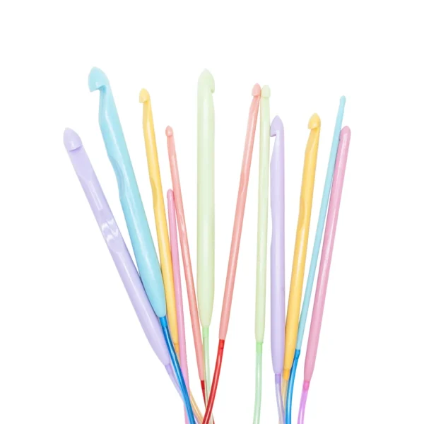 12pcs 120cm Different Size Multi Color Plastic  Afghan Tunisian Crochet Hook Set for Knitting Sweater